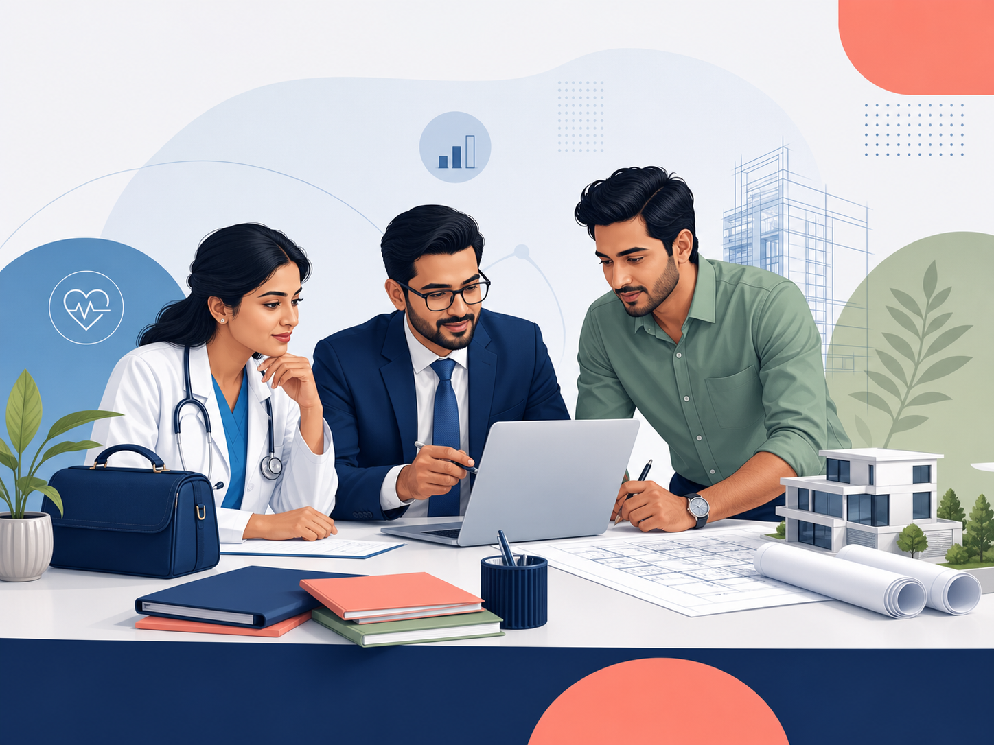 Professionals reviewing finance for their practice